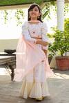 Buy_LITTLEENS_White Vegan Silk Hera Embroidered Sharara Set  _at_Aza_Fashions