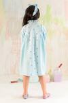 Shop_Littleens_Blue Organza, Cotton Embroidery Dress _at_Aza_Fashions
