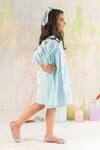 Littleens_Blue Organza, Cotton Embroidery Dress _Online_at_Aza_Fashions