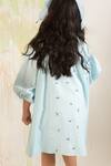 Shop_Littleens_Blue Organza, Cotton Embroidery Dress _Online_at_Aza_Fashions
