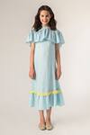Buy_Littleens_Blue Handloom , Embroidery Organic Dress _Online_at_Aza_Fashions