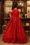 Shop_LITTLEENS_Red Organic Cotton Mulmul Surkh Embellished Gown  _at_Aza_Fashions