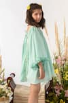 Littleens_Green Cotton Bows Organic Dress _Online_at_Aza_Fashions