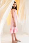 Buy_Littleens_Peach Organza, Cotton Halter Neck Dress _Online_at_Aza_Fashions