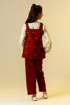 Shop_Littleens_Maroon Wool, Corduroy Sequins, Embroidery Embellished Overlay And Trouser Set _at_Aza_Fashions