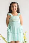 Buy_Littleens_Blue Handloom , Embroidery A-line Dress _Online_at_Aza_Fashions
