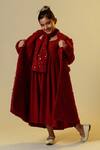 Buy_Littleens_Maroon Embellished Coat With Dress For Girls_at_Aza_Fashions