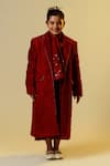 Shop_Littleens_Maroon Embellished Coat With Dress For Girls_Online_at_Aza_Fashions