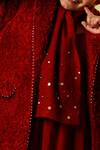 Littleens_Maroon Embellished Coat With Dress For Girls_at_Aza_Fashions