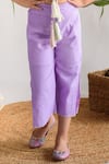 Shop_Littleens_Purple Ruched Top And Pant Set For Girls_Online_at_Aza_Fashions