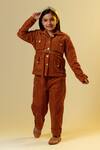Buy Littleens Brown Cotton, Corduroy Buckles Shirt And Trouser Set at Aza Fashions Buy_Littleens_Brown Cotton, Corduroy Buckles Shirt And Trouser Set _at_Aza_Fashions