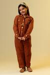 Shop Littleens Brown Cotton, Corduroy Buckles Shirt And Trouser Set Online at Aza Fashions Shop_Littleens_Brown Cotton, Corduroy Buckles Shirt And Trouser Set _Online_at_Aza_Fashions