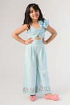 Buy_Littleens_Blue Cotton Embroidery Organic Jumpsuit _at_Aza_Fashions