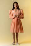 Buy_Littleens_Peach Wool, Twill Sequins Embellished Jacket With Dress _at_Aza_Fashions