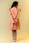 Shop_Littleens_Peach Wool, Twill Sequins Embellished Jacket With Dress _at_Aza_Fashions