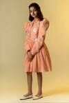 Buy_Littleens_Peach Wool, Twill Sequins Embellished Jacket With Dress _Online_at_Aza_Fashions