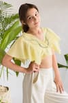 Buy_LITTLEENS_Yellow Organic Cotton Tie-up Top  _at_Aza_Fashions