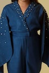 Littleens Blue Wool Sequins Embellished Jumpsuit at Aza Fashions Littleens_Blue Wool Sequins Embellished Jumpsuit _at_Aza_Fashions