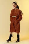 LITTLEENS_Brown Organic Sherpa Embellished Coat _Online_at_Aza_Fashions
