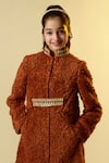 Shop_LITTLEENS_Brown Organic Sherpa Embellished Coat _Online_at_Aza_Fashions