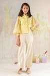 Buy_LITTLEENS_Yellow Handloom Stripe Organic Cotton Embroidered Jacket _at_Aza_Fashions