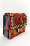 The Garnish Company_Red Embroidery, Beads Lana Rose Print Sling Bag _Online_at_Aza_Fashions