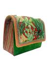 The Garnish Company_Green Beads, Chains Lush Velvet Printed Bag _Online_at_Aza_Fashions