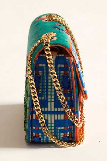 The Garnish Company_Blue Beads, Embroidery Hama Printed Sling Bag _Online_at_Aza_Fashions