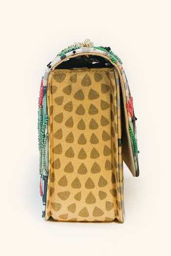 Buy_The Garnish Company_Yellow Beads, Embroidery Oshun Printed Sling Bag _Online_at_Aza_Fashions