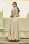 Shop_Jade by Monica and Karishma_White Net Embroidered Floral High Neck Vilona Gown  _at_Aza_Fashions