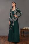Shop Onaya Green Saree Gown With Embroidered Jacket Online at Aza Fashions Shop_Onaya_Green Saree Gown With Embroidered Jacket_Online_at_Aza_Fashions