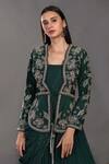 Onaya Green Saree Gown With Embroidered Jacket at Aza Fashions Onaya_Green Saree Gown With Embroidered Jacket_at_Aza_Fashions