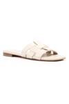 Shop_Vanilla Moon_White Gabby Cross Patterned Flats_at_Aza_Fashions
