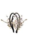 Buy_Born Flash_Silver Beads, Sequins Gardenia Floral Embellished Hairband _at_Aza_Fashions