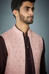 Gargee Designers_Pink Bundi Linen Embroidery Thread Sequin And Kurta Set _at_Aza_Fashions