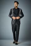 Buy_Gargee Designers_Black Jacket Wool And Pant  Embroidery Wave Tuxedo Set _Online_at_Aza_Fashions