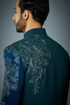 Buy_Gargee Designers_Blue Polyester Embroidery Thread Combination Placement Bandhgala Set _Online_at_Aza_Fashions