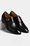 Shop_Luxoro Formello_Black Hand Painted Single Monk Shoes _at_Aza_Fashions