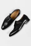 Buy_Luxoro Formello_Black Hand Painted Single Monk Shoes _Online_at_Aza_Fashions