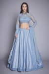 Buy_Jade by Monica and Karishma_Blue Raw Silk Round Embroidered Bridal Lehenga Set _at_Aza_Fashions