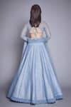 Shop_Jade by Monica and Karishma_Blue Raw Silk Round Embroidered Bridal Lehenga Set _at_Aza_Fashions