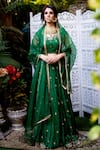 Buy_Gul By Aishwarya_Green Jacquard Silk Cutdana Embroidered Lehenga Set_at_Aza_Fashions