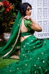 Gul By Aishwarya_Green Jacquard Silk Cutdana Embroidered Lehenga Set_Online_at_Aza_Fashions