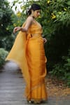 Shop_Gul By Aishwarya_Yellow Organza, Jacquard Cutdana, Floral, Bead Leaf Saree With Blouse _Online_at_Aza_Fashions