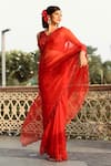 Buy_Gul By Aishwarya_Red Pure Silk Organza Saree With Blouse_at_Aza_Fashions