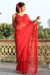 Shop_Gul By Aishwarya_Red Pure Silk Organza Saree With Blouse_at_Aza_Fashions