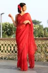 Gul By Aishwarya_Red Pure Silk Organza Saree With Blouse_Online_at_Aza_Fashions