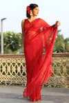 Buy_Gul By Aishwarya_Red Pure Silk Organza Saree With Blouse_Online_at_Aza_Fashions