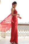 Shop_Gul By Aishwarya_Red Pure Silk Organza Saree With Blouse_Online_at_Aza_Fashions