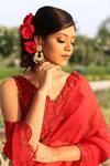 Gul By Aishwarya_Red Pure Silk Organza Saree With Blouse_at_Aza_Fashions